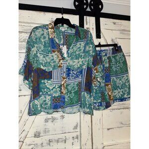 Vacation Set – Kathy Ireland Floral  Two-Piece Outfit – Size L– New with Tag